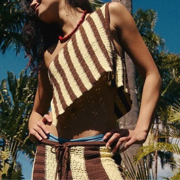 FREE PEOPLE EST CABANA CROCHET SET!! Top and bottom!!! New! L - Picture 6 of 9